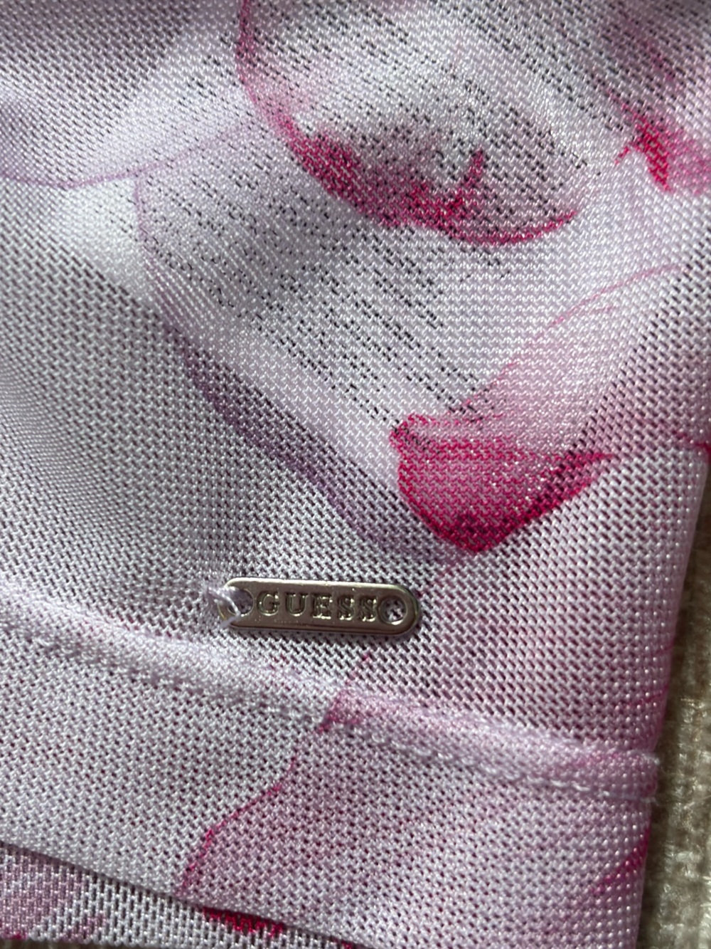 Express Pink Floral Ruched Button-Down Top - Picture 5 of 6